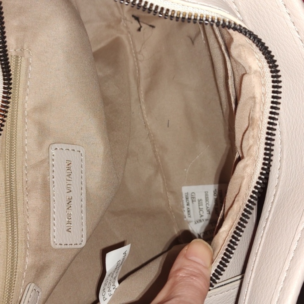 Adrienne Vittadini NWT taupe vegan leather shoulder/crossbody bag $190 retail - Picture 12 of 16